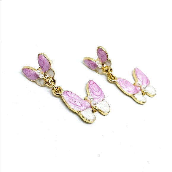 Jewelry - Butterfly 🦋 Lavender White Enamel Gold Earring